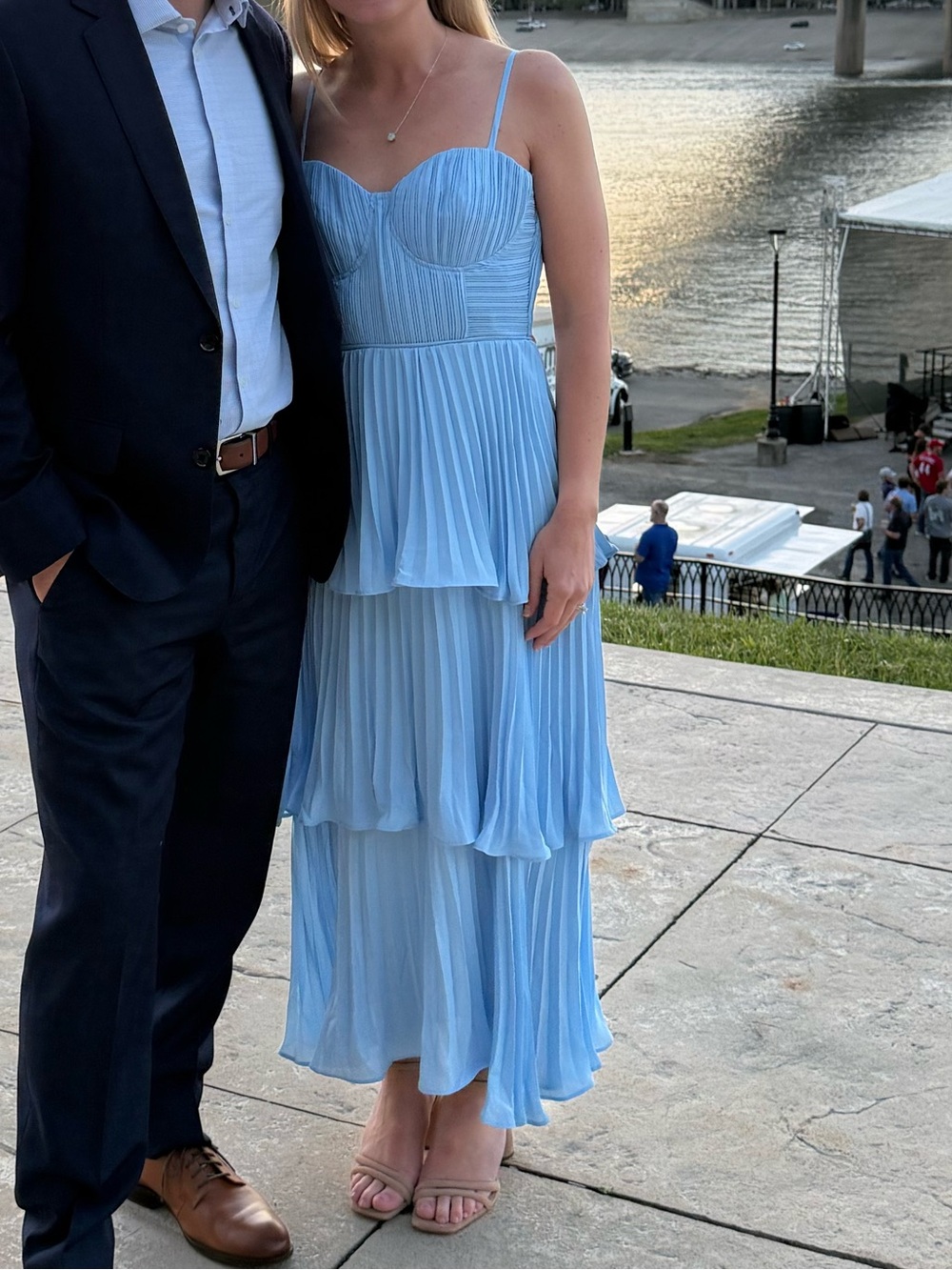 Lulu's Cascading Crush Light Blue Tiered Pleated Midi Dress - Picture 5 of 5